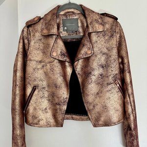Anthropologie rose gold bomber jacket